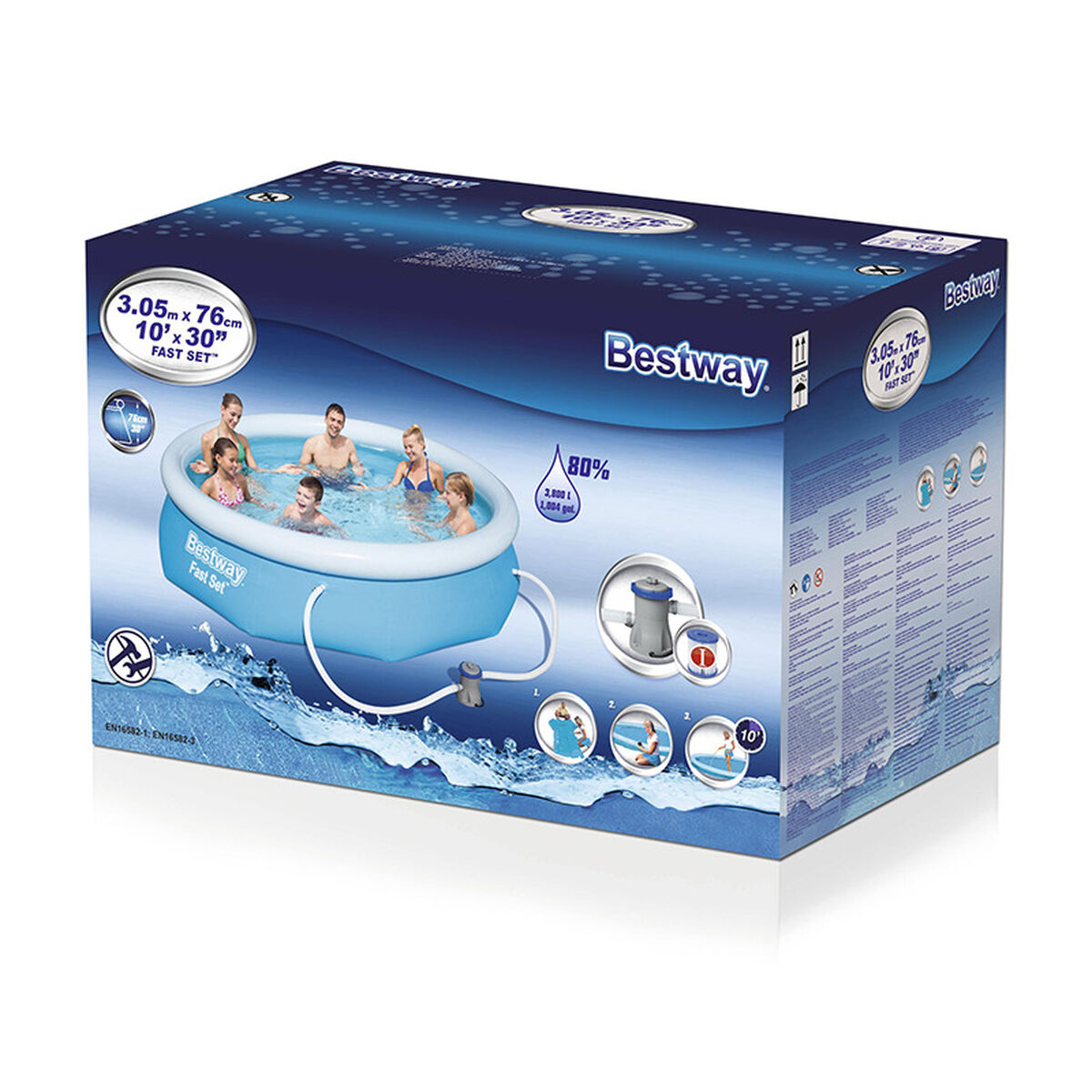 Oppustelig Pool Bestway Blå 3800 l 305 x 76 cm